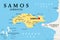 Samos, Greek island in the eastern Aegean Sea, political map