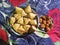 A samosa is a fried or baked pastry with a savoury filling in madhubani india