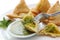 Samosa with mint chutney