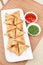 Samosa / Samoosa with mint & tomato chutney