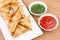 Samosa / Samoosa with mint & tomato chutney