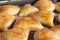 Samosa, samsa - meat stuffed pies, oriental style. Puff pastries with meat samosa - traditional uzbek and indian pasrty.
