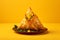 Samosa tasty fast food street food for take away on yellow background