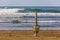 Samovar standing on the sea coast in summer