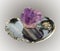 Sample amethyst crystal stone agate on base,