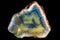 A sample of a concentrically layered blue-yellow-green agate stone