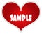 SAMPLE on red heart sticker label.