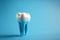 sample of single tooth with pin for dental implantology on blue background