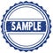 SAMPLE stamp. sticker. seal. blue round grunge vintage ribbon sign