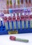 Sample vials of blood from possible Ebola patients infected with new Zaire strain of Ebola