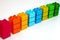 Samples of coloured Lego Duplo bricks