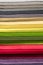 Samples pf velvet fabric in the colors of the rainbow or spectrum