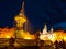 Samson\'s Fountain in Ceske Budejovice by night