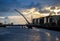 Samuel Beckett Bridge over Liffey river in Dublin, Ireland.