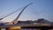 Samuel Beckett Bridge over River Liffey in Dublin - evening view