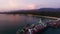 Samui ferry boats on the sunset on island in Thailand