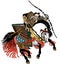 Samurai archer on white horseback