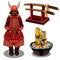 Samurai, katana on stand and decorative fountain