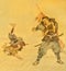 Samurai martial art on old Japanese Traditional painting