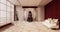 Samurai room Empty - Clean modern room japanese style.3D rendering