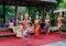 Samut Songkhram / Thailand - April 1 2018: Man and women actors with various colors of dresses performing.