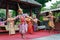 Samut Songkhram / Thailand - April 1 2018: Man and women actors with various colors of dresses performing.