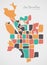 San Bernardino California Map with neighborhoods and modern round shapes