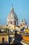 San Carlo al Corso and Saint Peter`s domes from piazza di Spagna in Rome, Italy