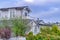 San Diego California neighborhood landscape with house against cloudy blue sky