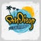 San Diego California Surfing Surf Design Hand Drawn Lettering Type Logo Sign Label for Promotion Ads t shirt or stick