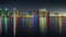 San Diego dowtown skyline, night water reflections