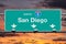 San Diego Interstate 5 South Highway Sign with Sunrise Sky