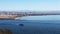 San Diego skyline with a boat moving in the foreground