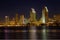 San Diego skyline from the water at night