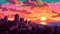 San Diego Sunset In 1910s: A Pixel Art Close-up