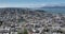 San Francisco Aerial View overlooking North Beach, Russian Hill and Golden Gate Bridge.