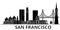 San Francisco architecture vector city skyline, travel cityscape with landmarks, buildings, isolated sights on