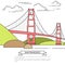 San Francisco banner with famous bridge Golden Gate Line art