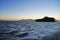 San Francisco, bay, Alcatraz, island, port, harbor, sailboat, sailing, Pacific Ocean, California, United States, sunset