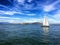San Francisco Bay with Alcatraz and a sailboat