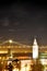 San Francisco Bay Bridge, Clock Tower, Night Holiday Lights