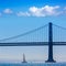 San Francisco Bay bridge sailboat from Pier 7 California