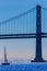 San Francisco Bay bridge sailboat from Pier 7 California