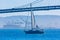 San Francisco Bay bridge sailboat from Pier 7 California