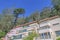 San Francisco California residential houses with blue sky and trees background