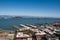 SAN FRANCISCO, CALIFORNIA - SEPTEMBER 9, 2015 - View of the Oakland Bay Bridge and Yerba Buena Island from Coit Tower