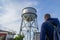 SAN FRANCISCO, CALIFORNIA, UNITED STATES - 29 October 2022: Alcatraz water tower on Alcatraz Island
