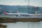 SAN FRANCISCO, CALIFORNIA, UNITED STATES - NOV 27th, 2018: An American Airlines airplane taxing at San Francisco Airport