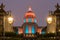 San Francisco City Hall illuminated in Turquoise and Orange for the Rugby World Cup 7s.