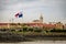 San Francisco de Asis Church in Casco Viejo and Panama Flag - Panama City, Panama